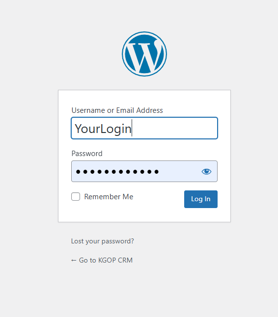 CRM Login Page