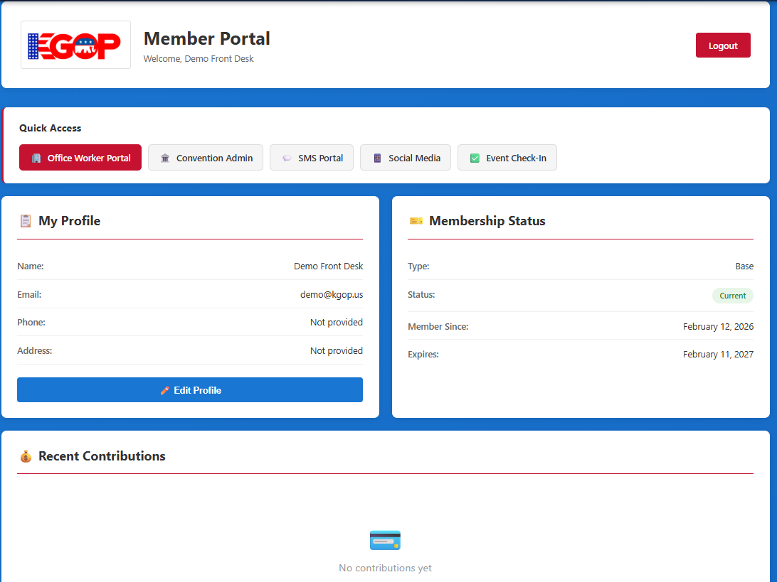 Member Portal with Quick Access